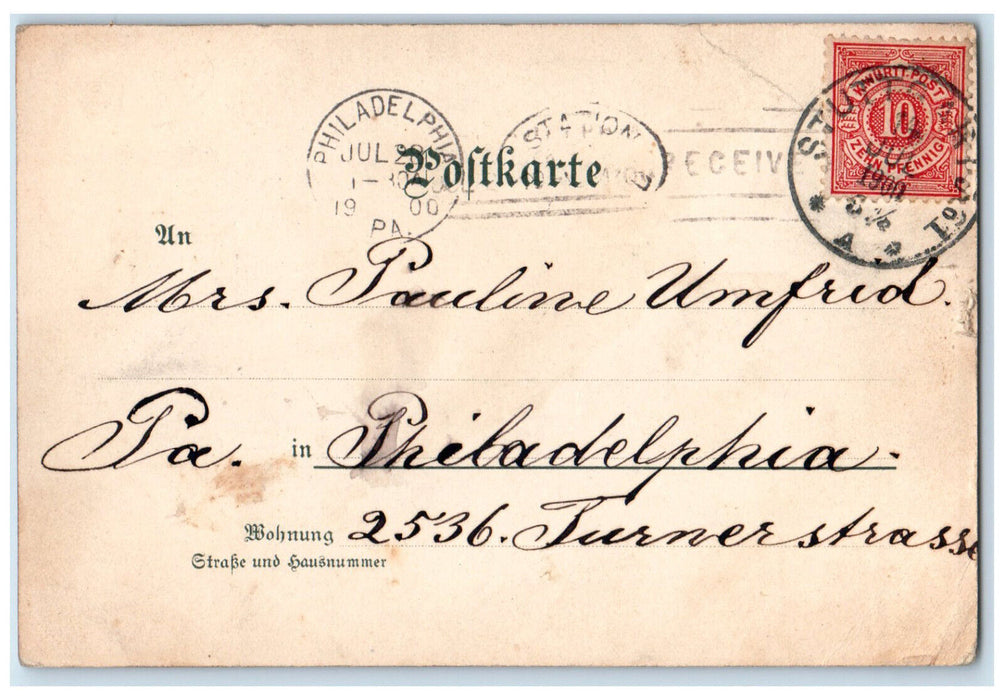 1900 Kaiser Wilhelm Monument Stuttgart Baden-Württemberg Germany Postcard