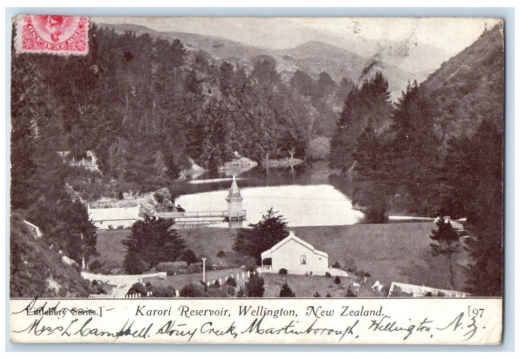 1907 Karori Reservoir Wellington New Zealand Avon PA Antique Posted Postcard