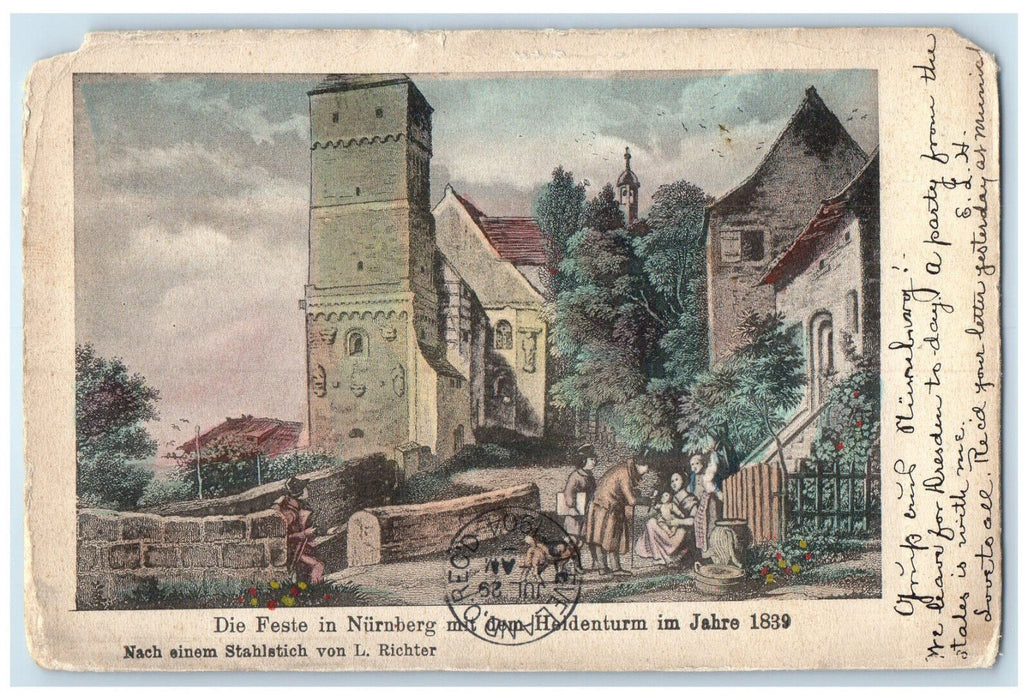 1915 The Festivals in Nuremberg with the Heindenturm in Years Germany Postcard