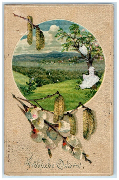 c1910's Easter Pipe Berry Cattails Embossed New York NY Posted Antique Postcard