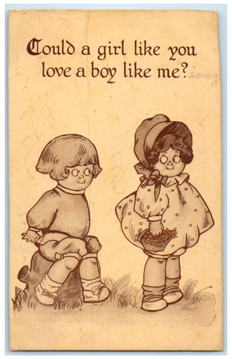 Valentine Sweet Children Could A Girl Like You Love A Boy Like Me Postcard