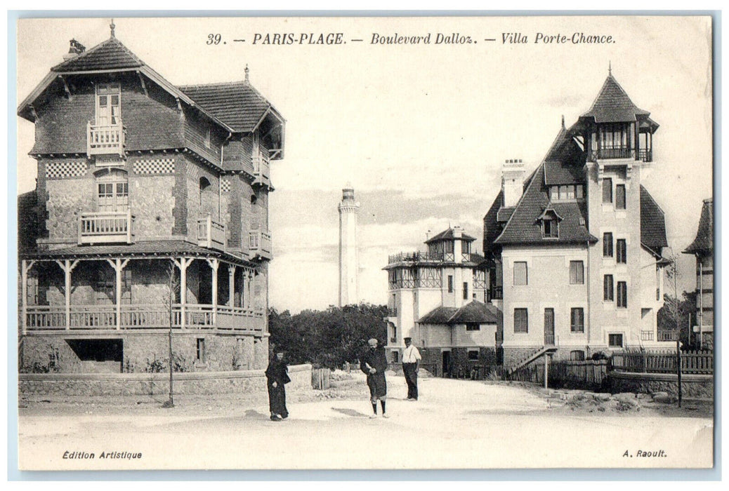 c1910 Paris Beach Boulevard Daloz Villa Porte Chance France Antique Postcard