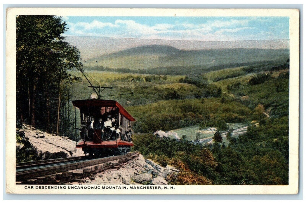 1919 Car Descending Uncanoonuc Mountain Manchester New Hampshire Posted Postcard