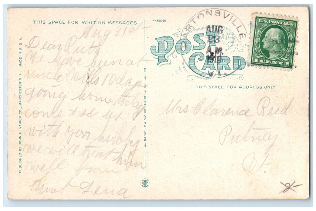 1919 Car Descending Uncanoonuc Mountain Manchester New Hampshire Posted Postcard