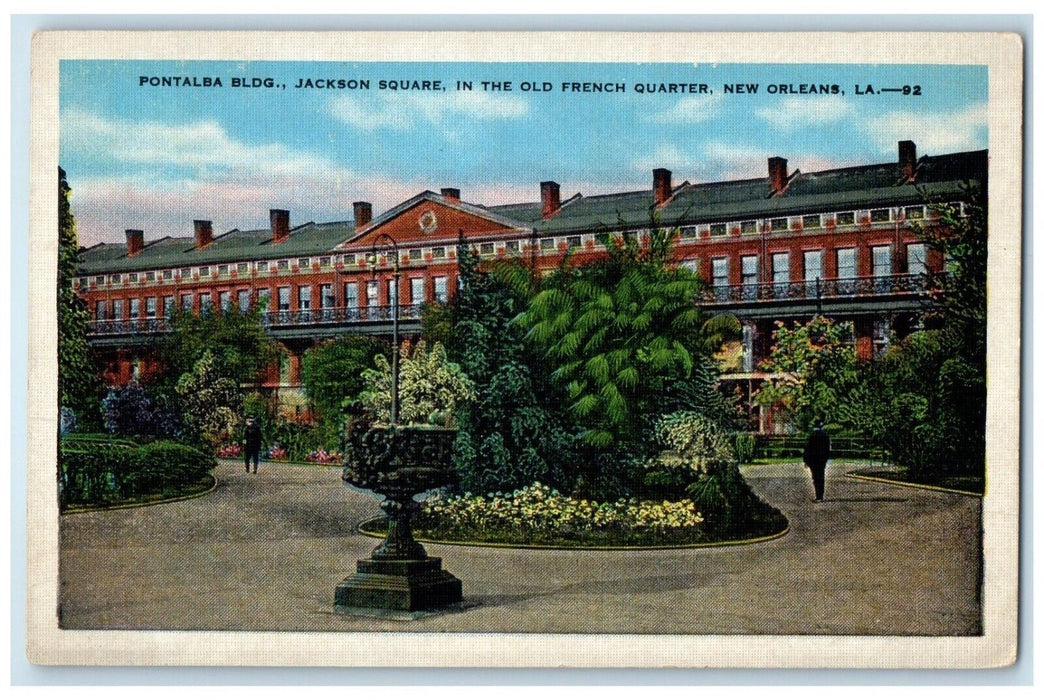 c1930 Pontalba Building Jackson Square Gardens New Orleans Louisiana LA Postcard