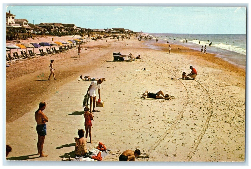 1969 Sun Bathing Umbrellas Myrtle Beach South Carolina SC Plastichrome Postcard