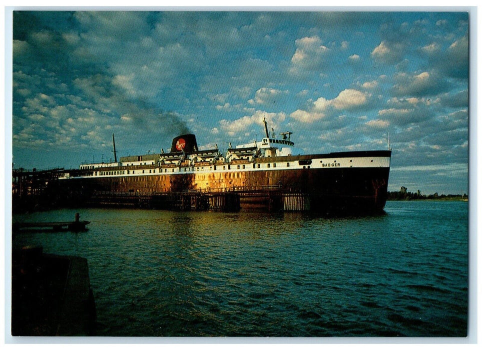 Ludington Ferry Boats The Badger Michigan Wisconsin Transportation Co. Postcard