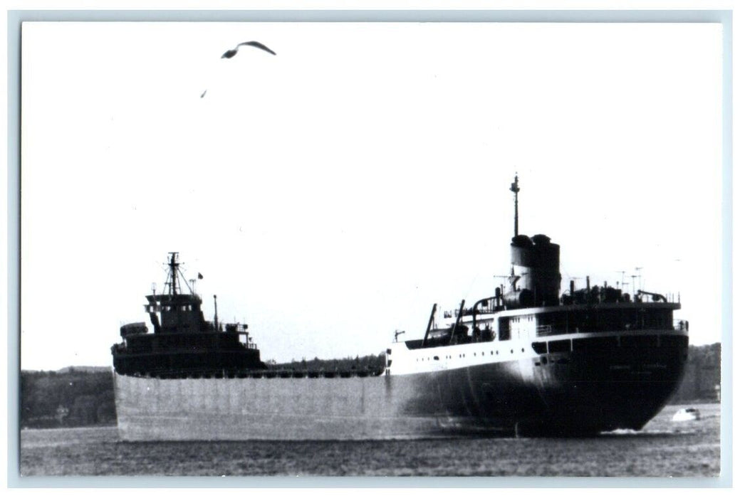 c1958 Freighter Edmund Fitzgerald Great Lakes Michigan MI RPPC Photo Postcard