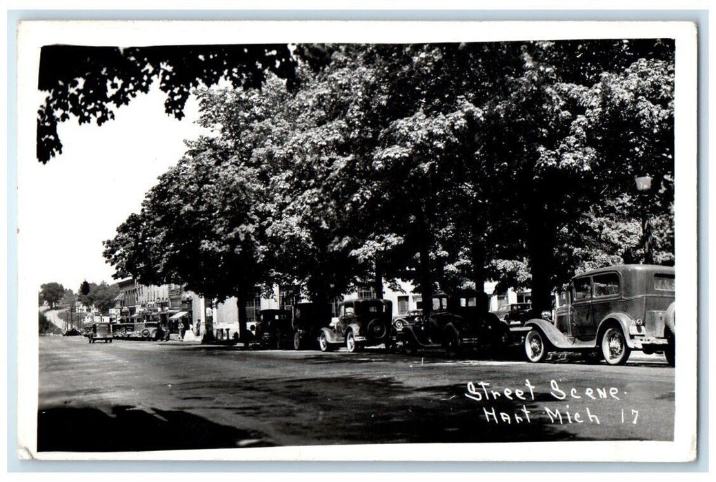 c1920's Cafe Business Street Scene Hart Michigan MI RPPC Photo Postcard