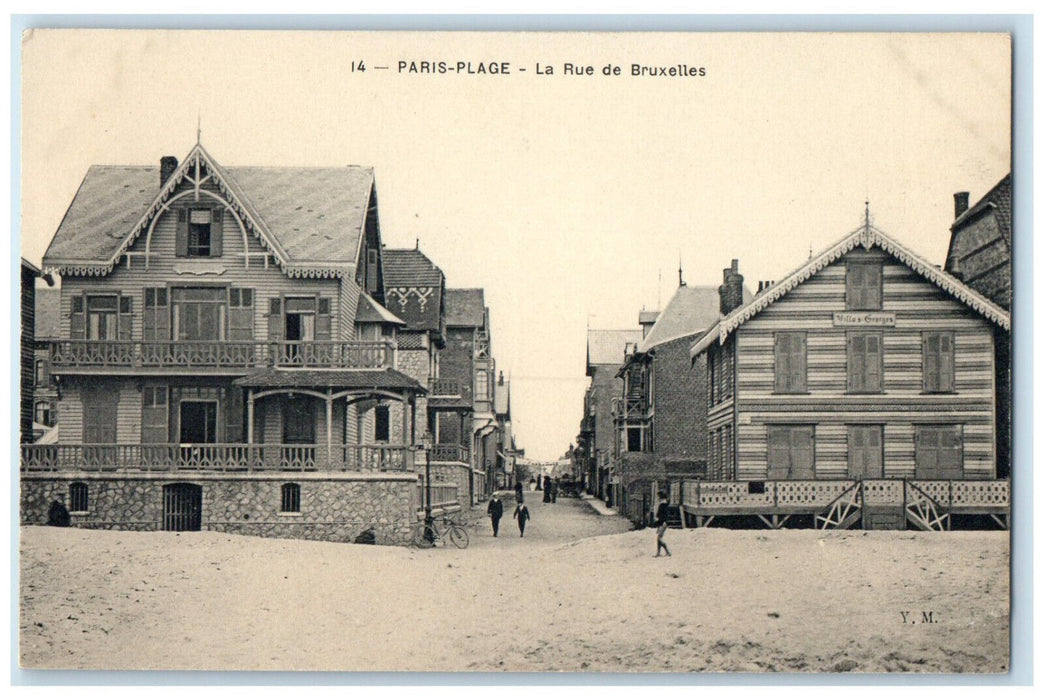 c1910 The Street Of Brussels Paris Plage France Unposted Antique Postcard