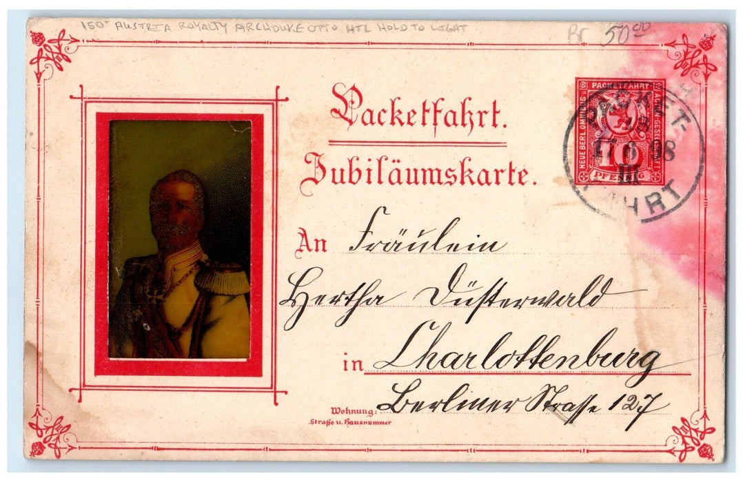 1898 Austria Royalty Archduke Otto HTL Hold To Light Posted Antique Postcard