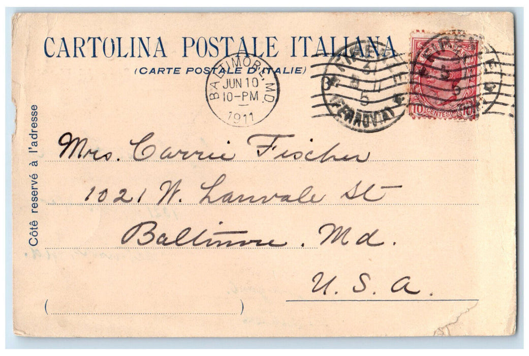 1911 Pension Jennings-Riccioli Lungarno Delle Grazie Florence Italy Postcard