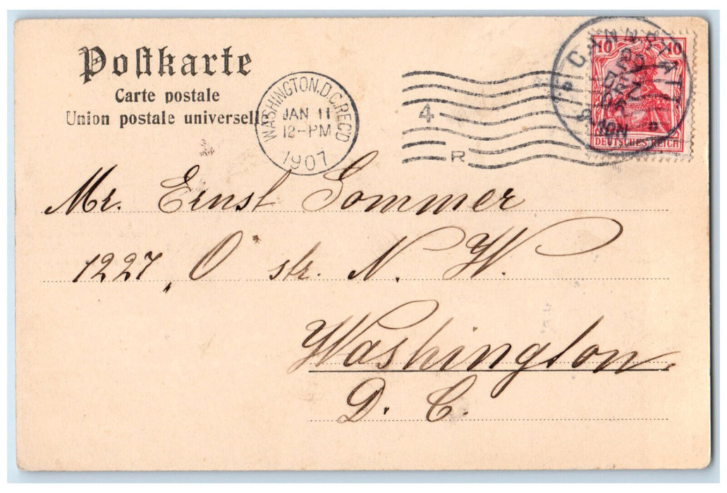 1907 Altsteiger Flash Train Folk Life of the Black Forest Germany Postcard