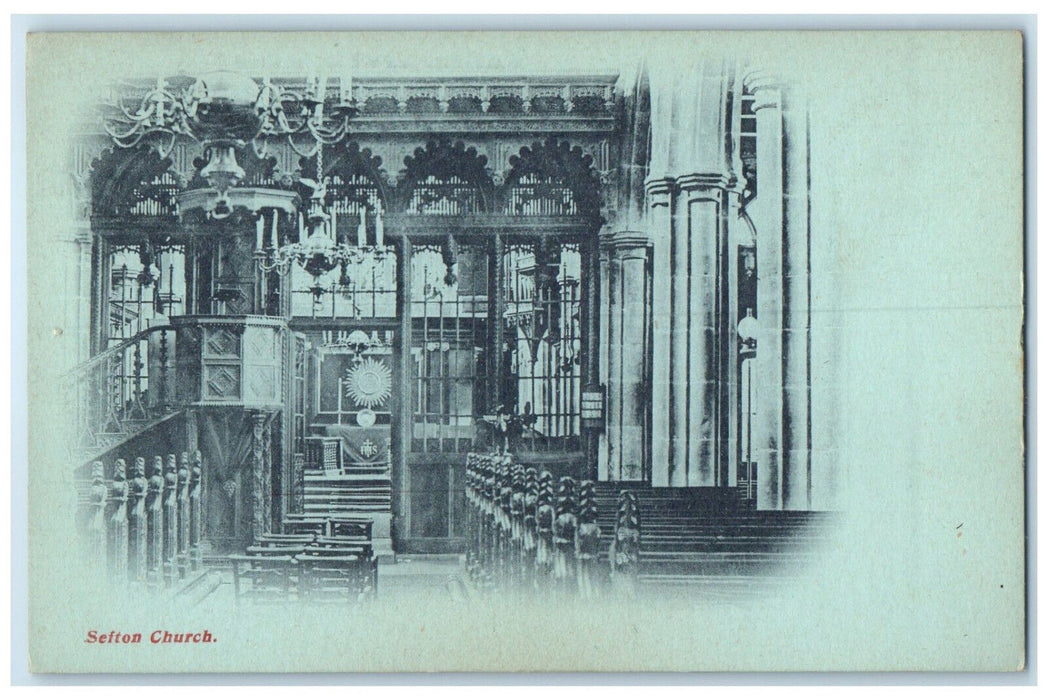 c1905 Interior of Sefton Church Sefton England Antique Unposted Postcard