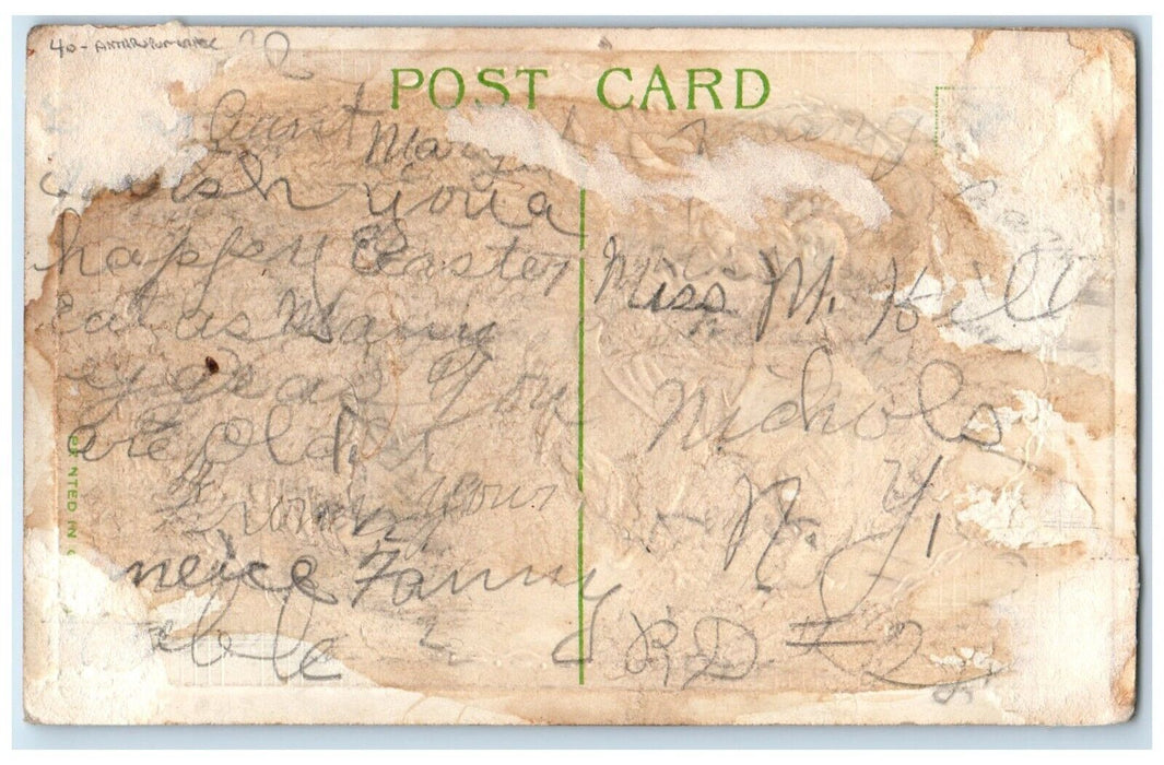c1910's Easter Anthropomorphic Rosster Chicken Dancing Embossed Antique Postcard