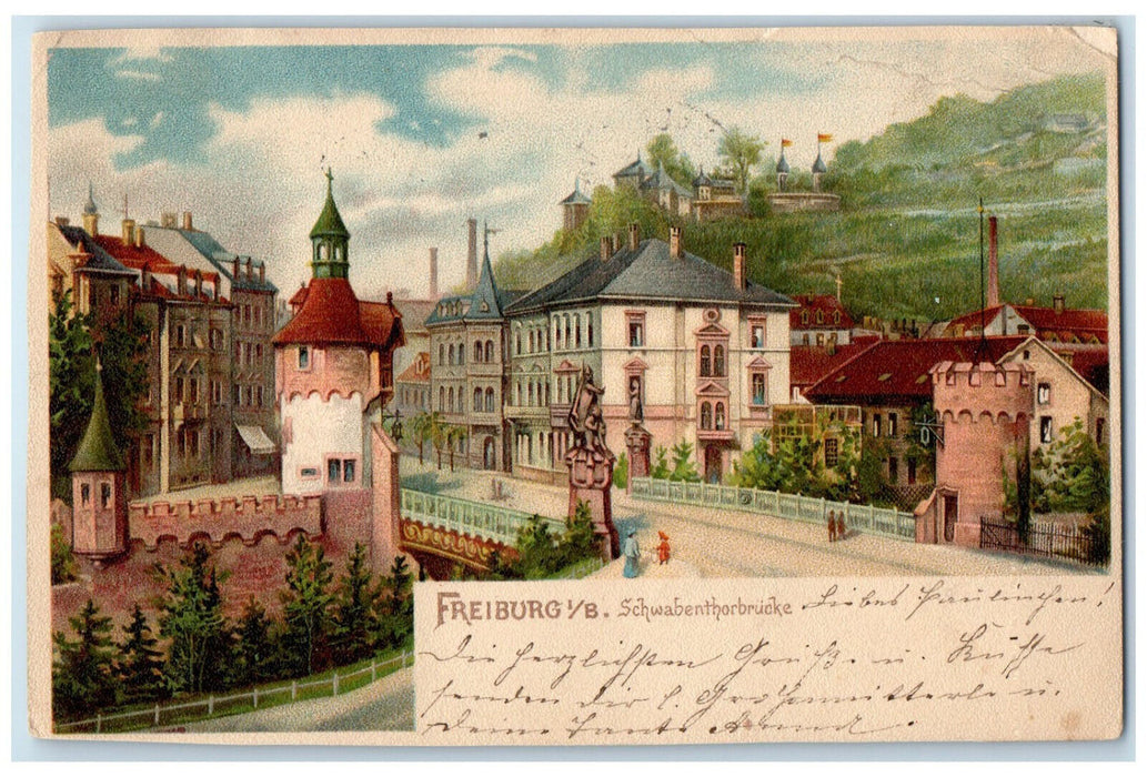 1901 Schwabentor Bridge Freiburg im Breisgau Baden-Württemberg Germany Postcard