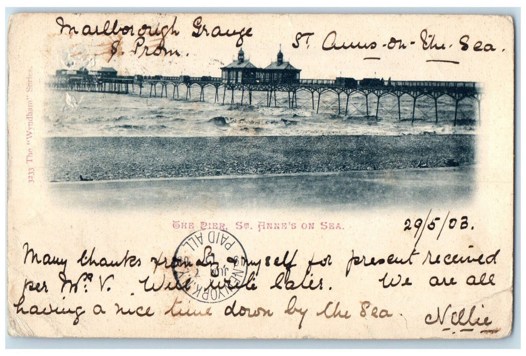 1903 The Pier St. Anne's on Sea Borough of Fylde in Lancashire England Postcard