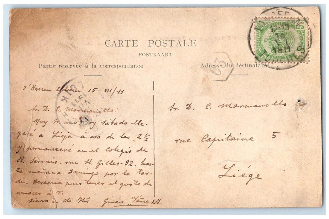 1911 Castle Hseren Elden Near Tongeren Belgium Antique Posted Postcard