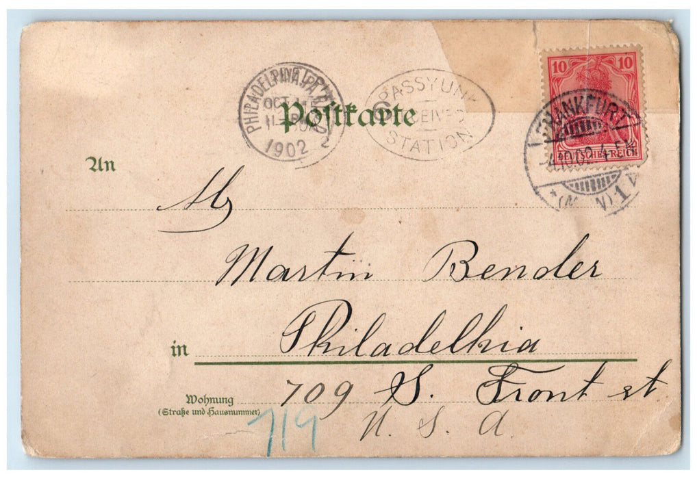 1902 The Gothe House Goethe Image Frankfurt Germany Antique Posted Postcard