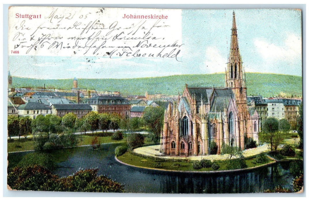 1905 Johannes Church Stuttgart Baden-Württemberg Germany Antique Posted Postcard