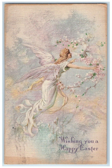 c1910's Happy Easter Angel Floating Flowers Elizabethtown PA Antique Postcard