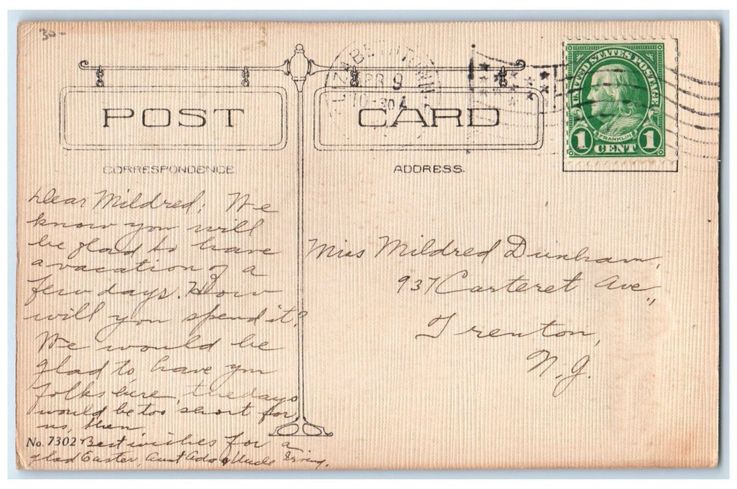 c1910's Happy Easter Angel Floating Flowers Elizabethtown PA Antique Postcard