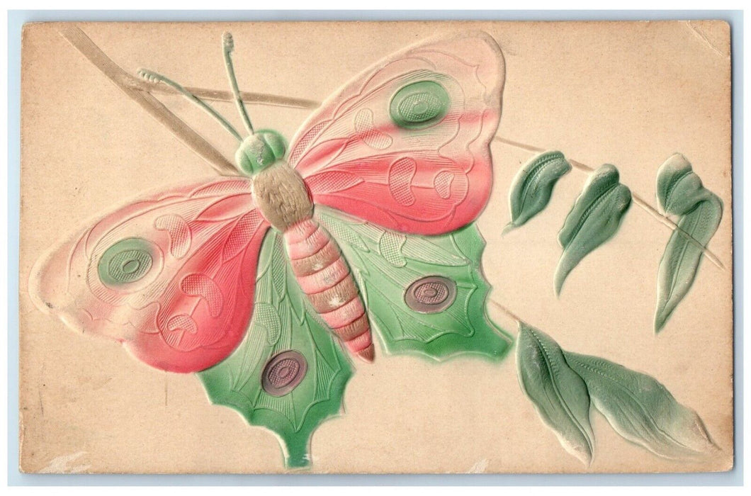 c1910's Exaggerated Butterfly Embossed Forks New York NY Antique Postcard