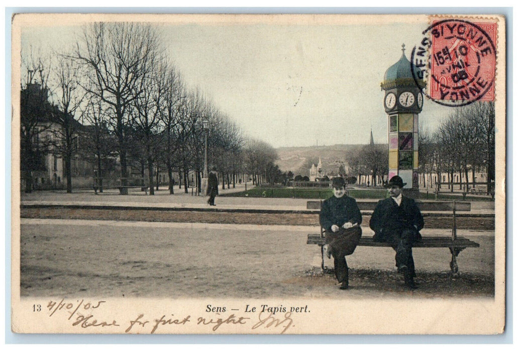 1905 Le Tapis Vert. Sens Yonne Department France Antique Posted Postcard