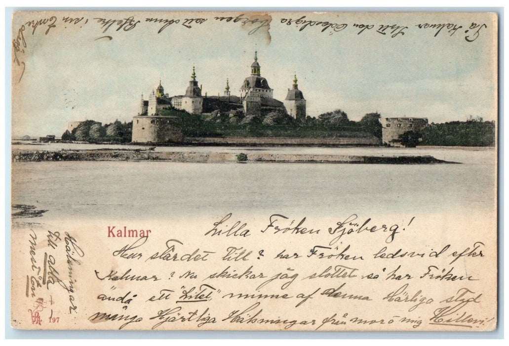 c1905 View from Far of Sea Building Kalmar Sweden Antique Posted Postcard