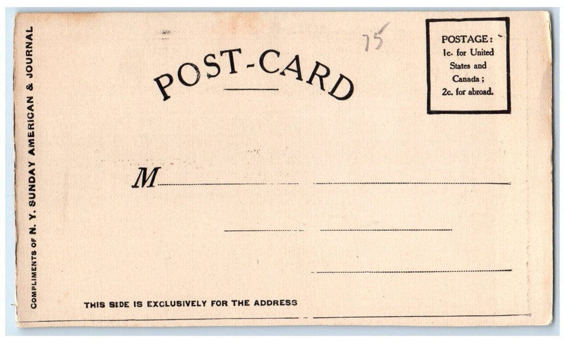 c1905 Man Sinking Boat Bunny Heat Up American Journal Antique Postcard