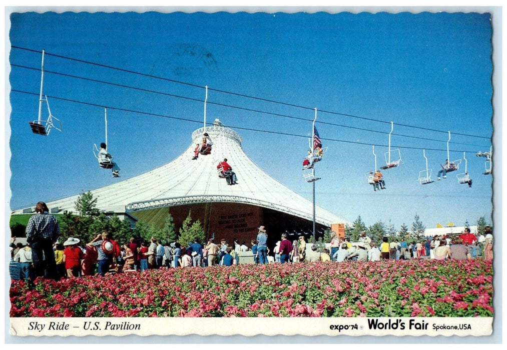 1914 Sky Ride US Pavilion Expo World's Fair Spokane USA Lake Tahoe CA Postcard