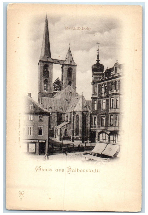 c1905 Greetings from Halberstadt Saxony-Anhalt Germany Antique Postcard