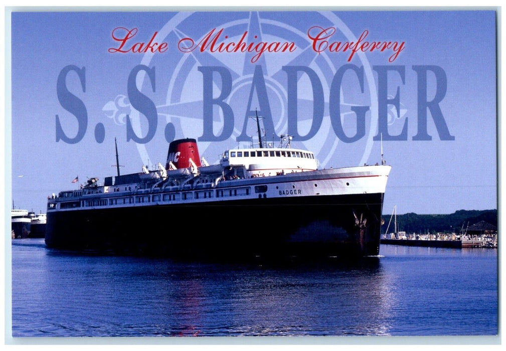 c1970's Lake Michigan Carferry SS Badger Ludington Michigan MI Postcard