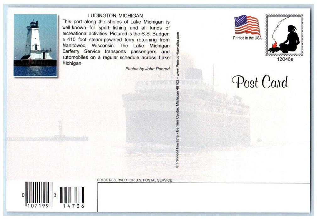c1970's Lake Michigan Carferry SS Badger Ludington Michigan MI Postcard