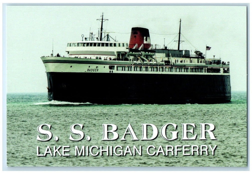 c1970's SS Badger Lake Michigan Carferry Michigan Between Ludington MI Postcard