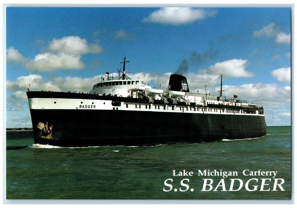 c1970s's Lake Michigan Carferry SS Badger Manitowoc WI Ludington MI Postcard
