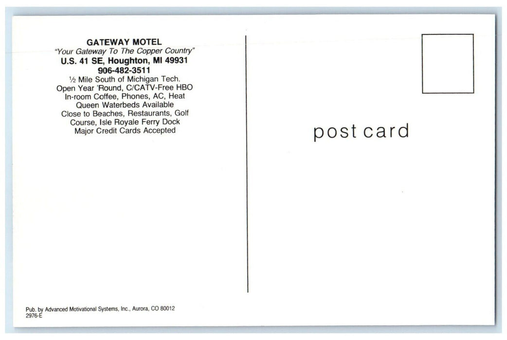 c1970's Gateway Motel Car Roadside Houston Michigan MI Vintage Postcard