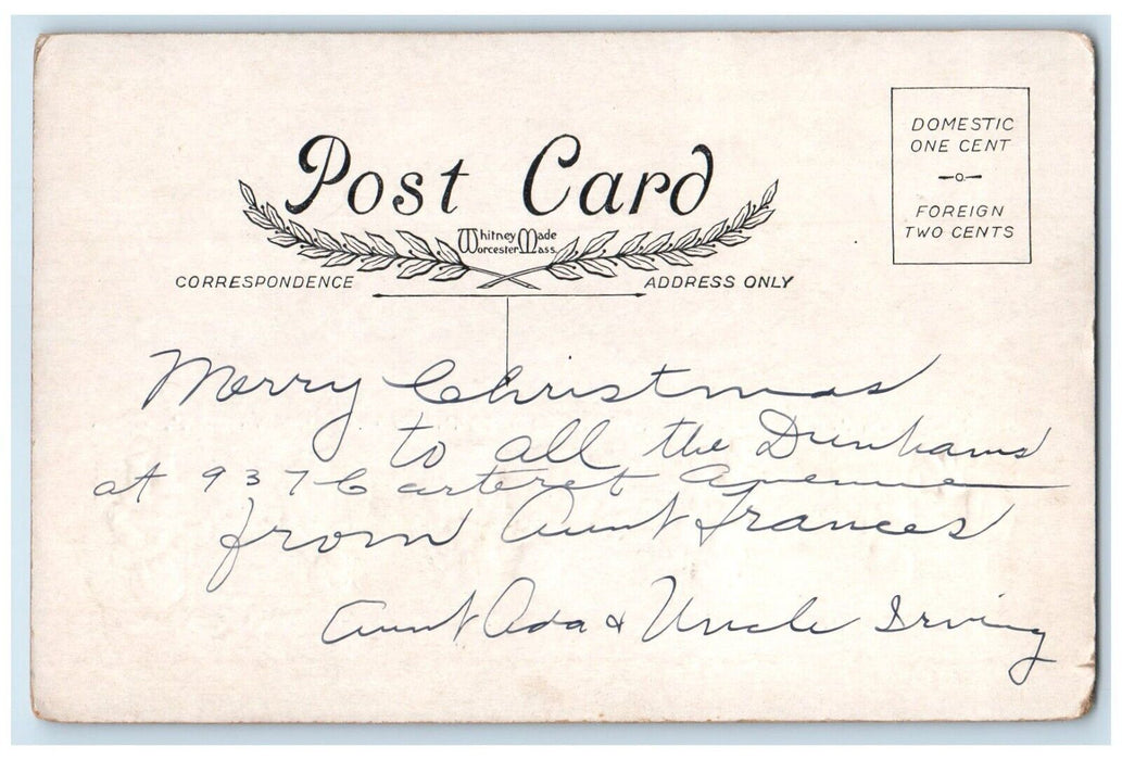 c1910's Merry Christmas Little Girl Santa Claus Embossed Antique Postcard