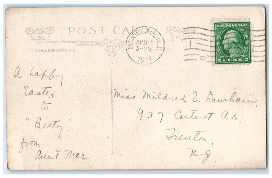 1917 Happy Easter Hatched Egg Chicks Montclair New Jersey NJ Antique Postcard
