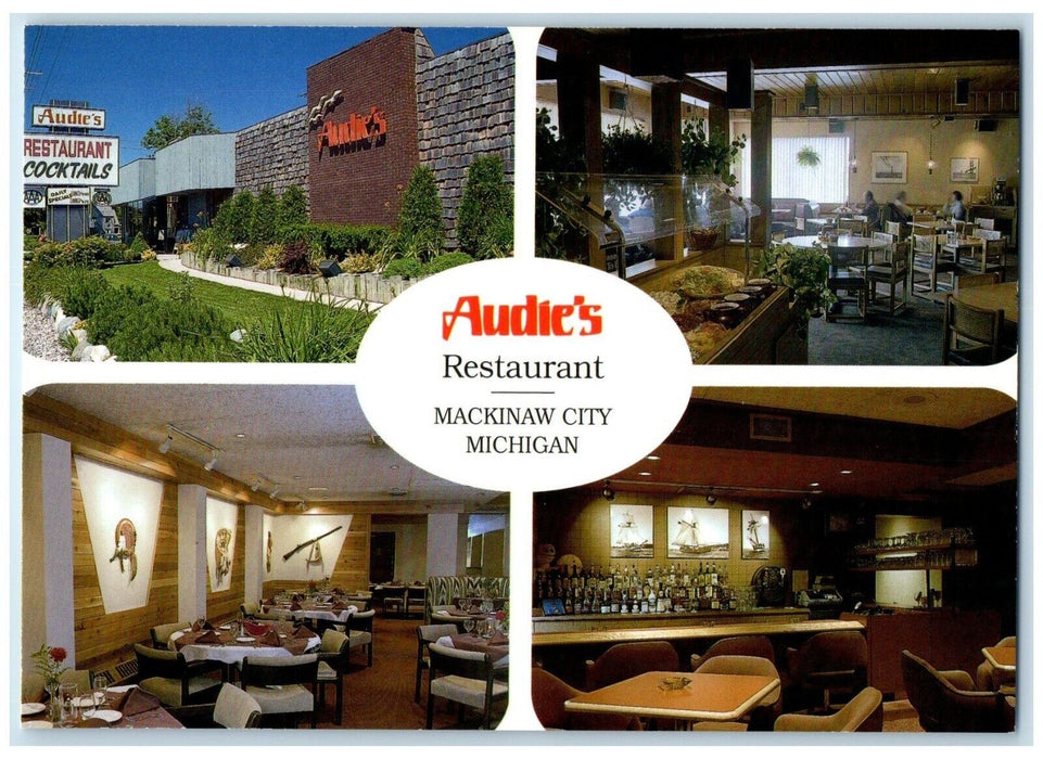 c1970's Audie's Restaurant Mackinaw City Michigan MI , Multiview Postcard