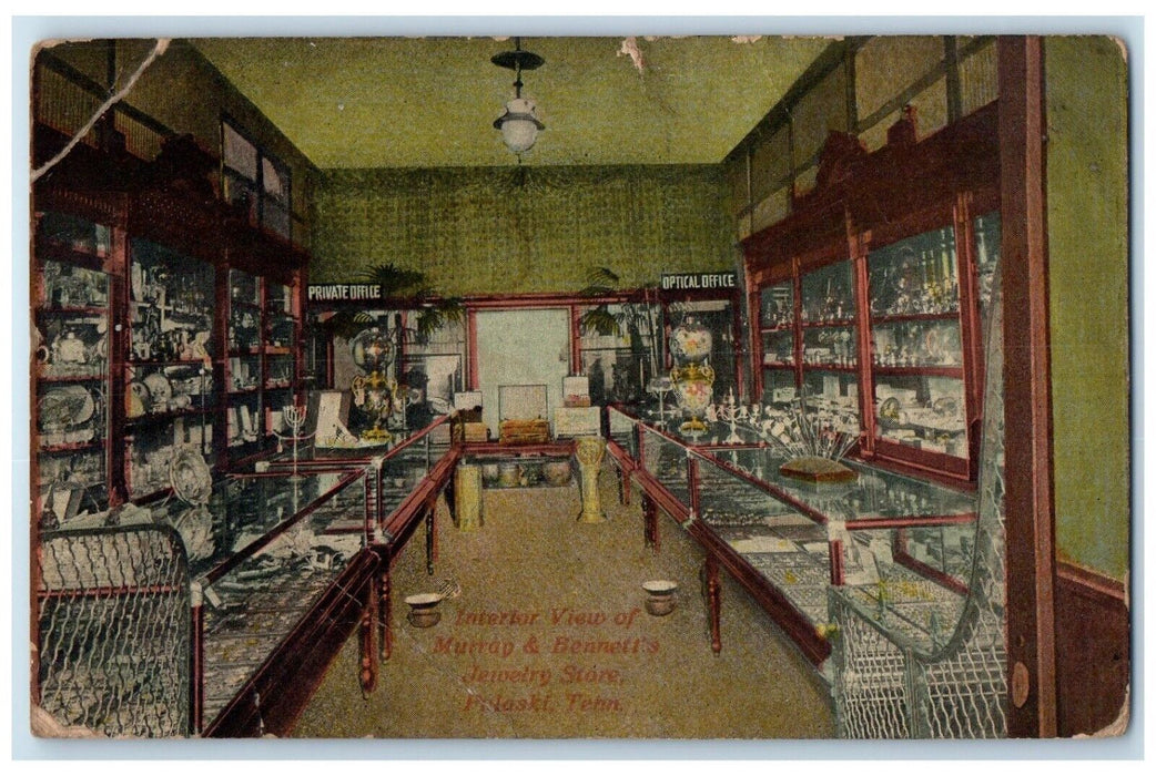 c1910's Interior View Of Murray & Bennett's Jewelry Store Palaski TN Postcard