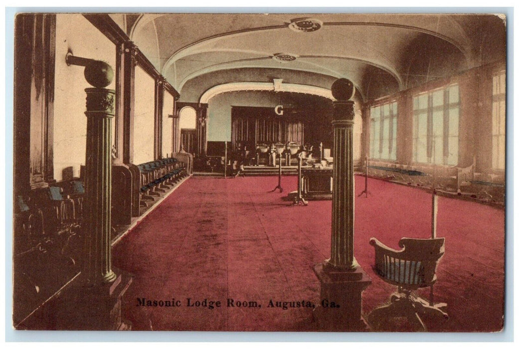 c1910's Masonic Lodge Room Interior View Augusta Georgia GA Antique Postcard
