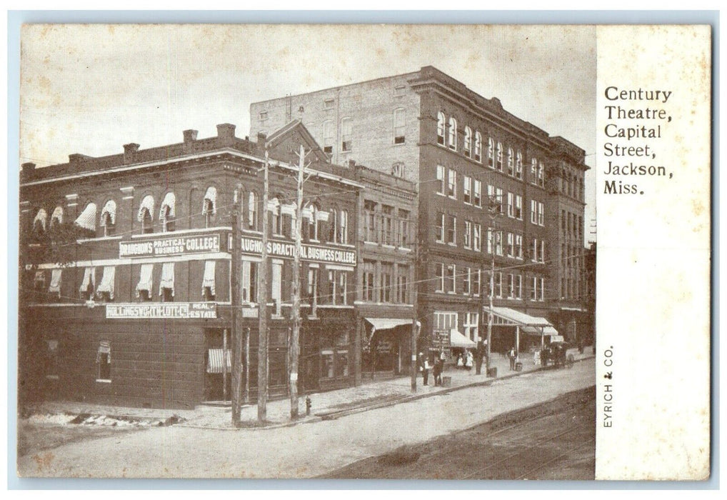 Century Theater Capital Street Jackson MI, College Building Stores Postcard