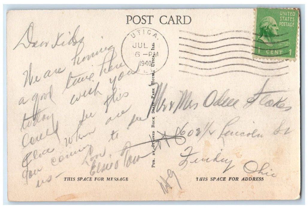 1940 Pulpit Rock Starved Rock State Park Utica Illinois Antique Vintage Postcard
