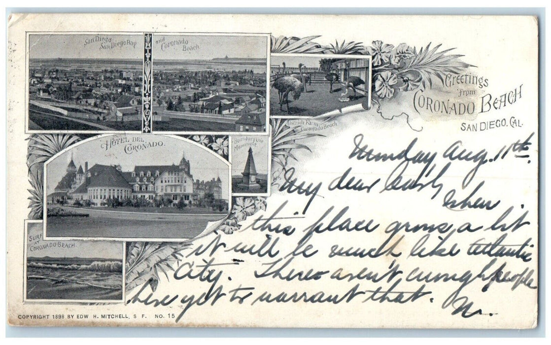 Greetings From Coronado Beach San Diego California CA, Multiview Posted Postcard