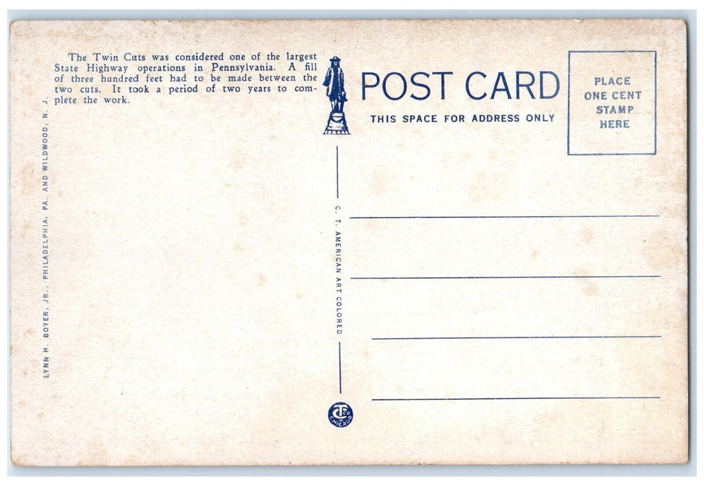 c1920 View Twin Cuts Sullivan Trail Wyalusing Towanda Pennsylvania PA Postcard