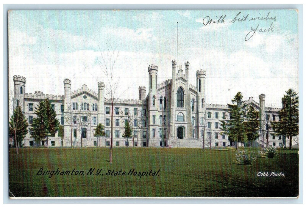 1909 State Hospital Building Binghamton New York NY Posted Antique Postcard
