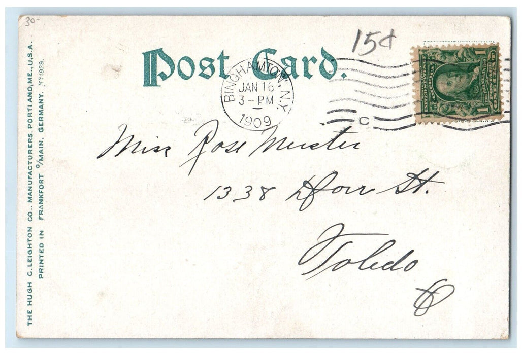 1909 State Hospital Building Binghamton New York NY Posted Antique Postcard
