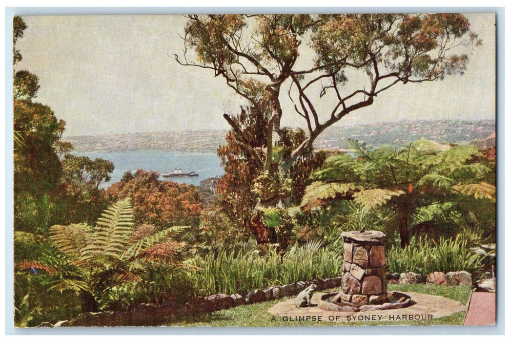 c1910 Rock Statue A Glimpse of Sydney Harbour Australia Unposted Postcard