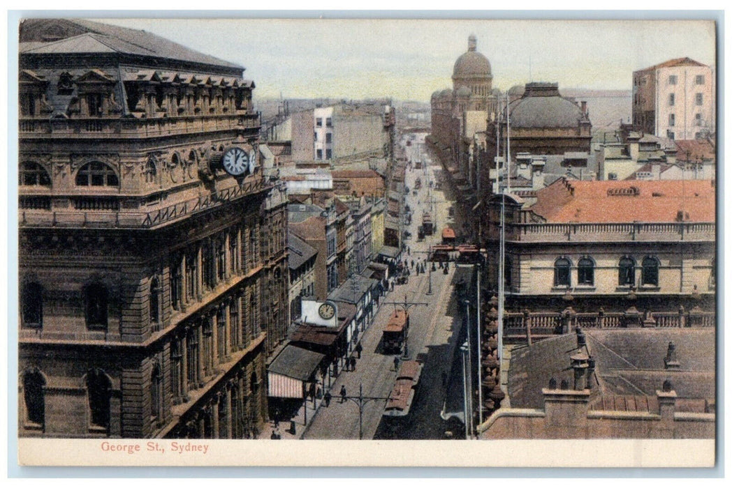 c1910 Aerial View of George Street Sydney Australia Antique Postcard